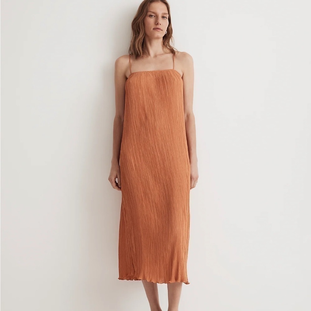 Madewell The Goldie Dress in Plissé sunset haze